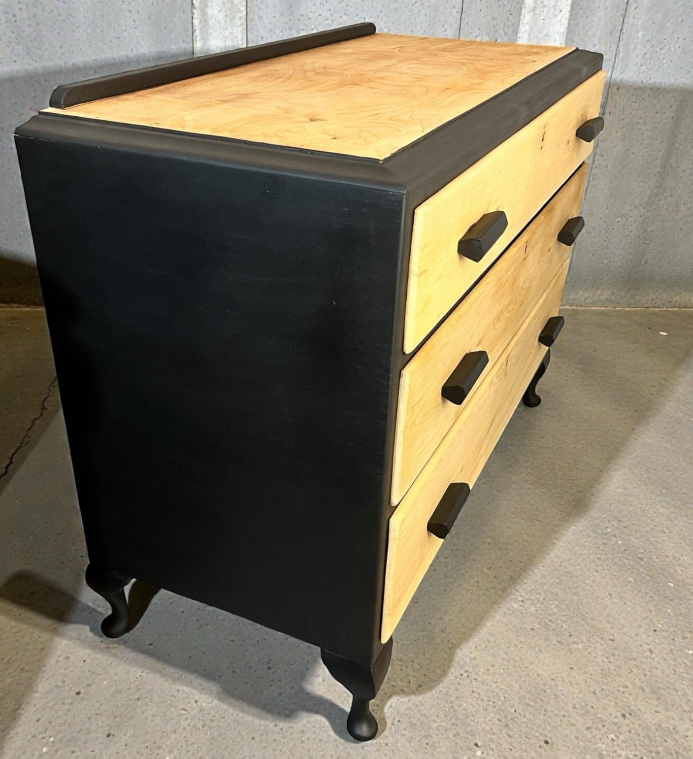 Modern Rustic Chest of Drawers Black & Natural Wood Farmhouse Style, Edwardian