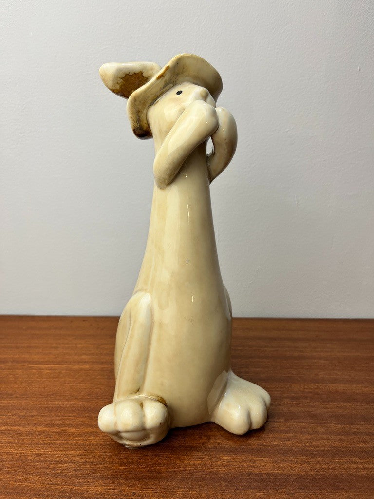Pottery Rabbit Figurine by Kangaroo Pottery. Ceramic Bunny in Hat