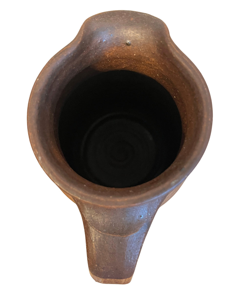 Vintage Studio Pottery Stoneware Jug Pitcher Brown Rustic Handmade Pottery Vase