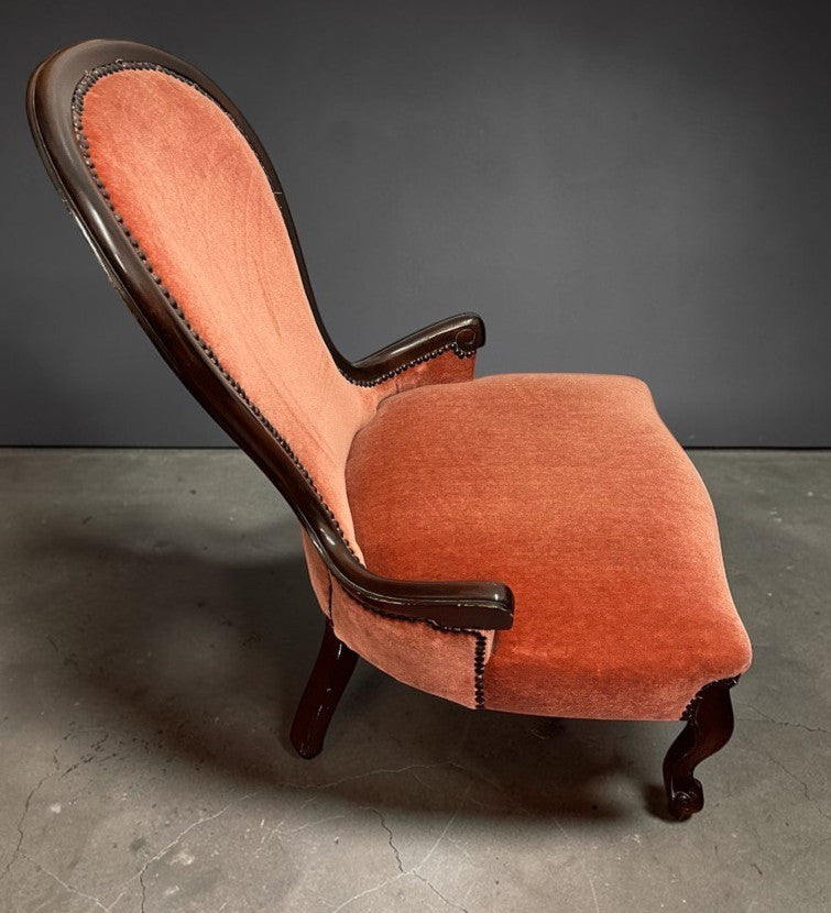 Victorian Slipper Chair Antique Nursing Chair Low Seat Upholstered c.19th C.