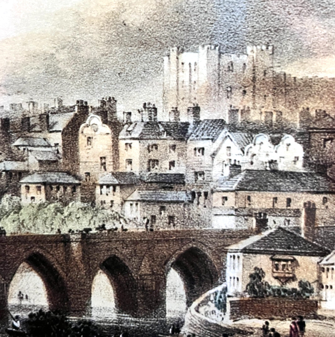 Framed Elvet Bridge Durham Print – Gilt Frame River Wear Cathedral View 48x40cm