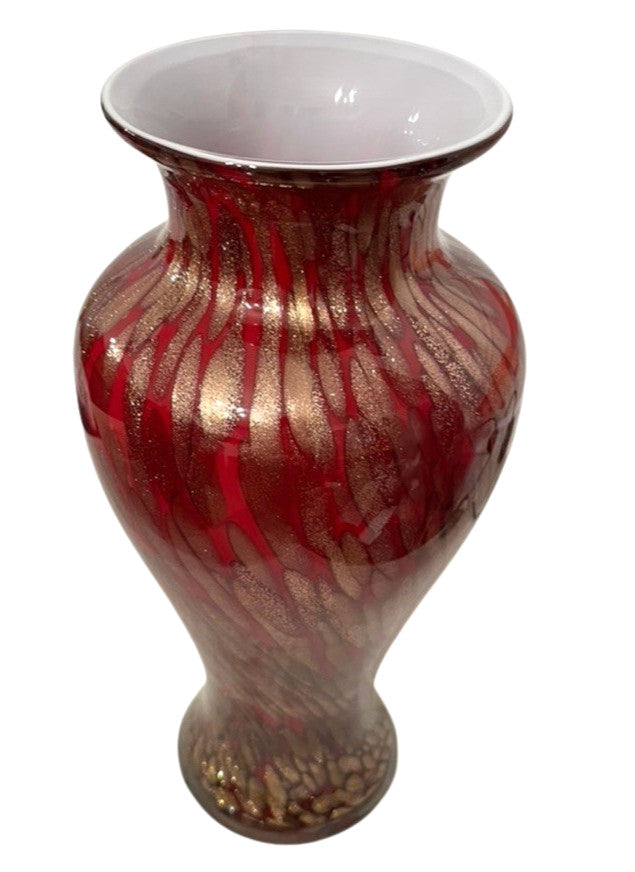 Art Glass Vase Red & Gold Table Vase 28.5cm