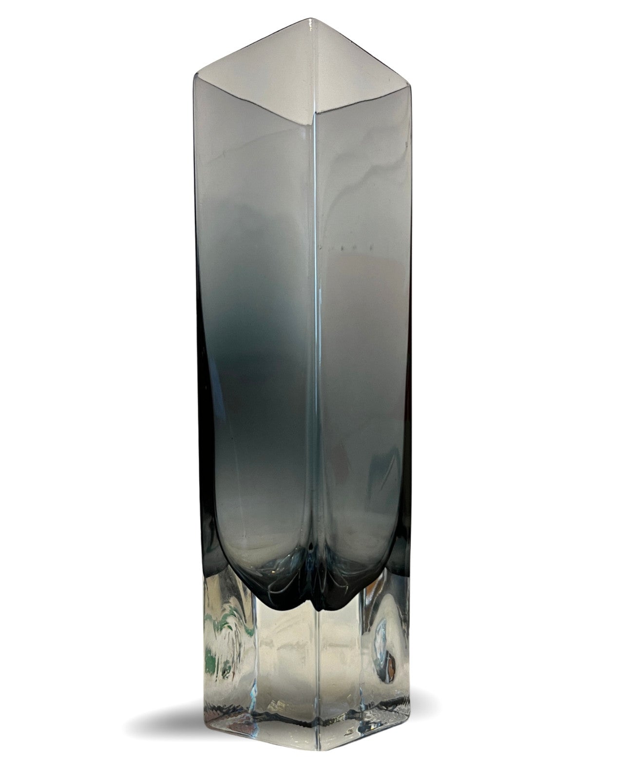 Attributed Timo Sarpaneva Iittala Linearia Vase Smoky Grey Art Glass Finland