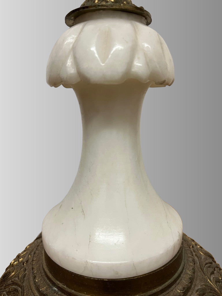 Vintage onyx marble gold brass table lamp H 38 x base 12cm for restoration
