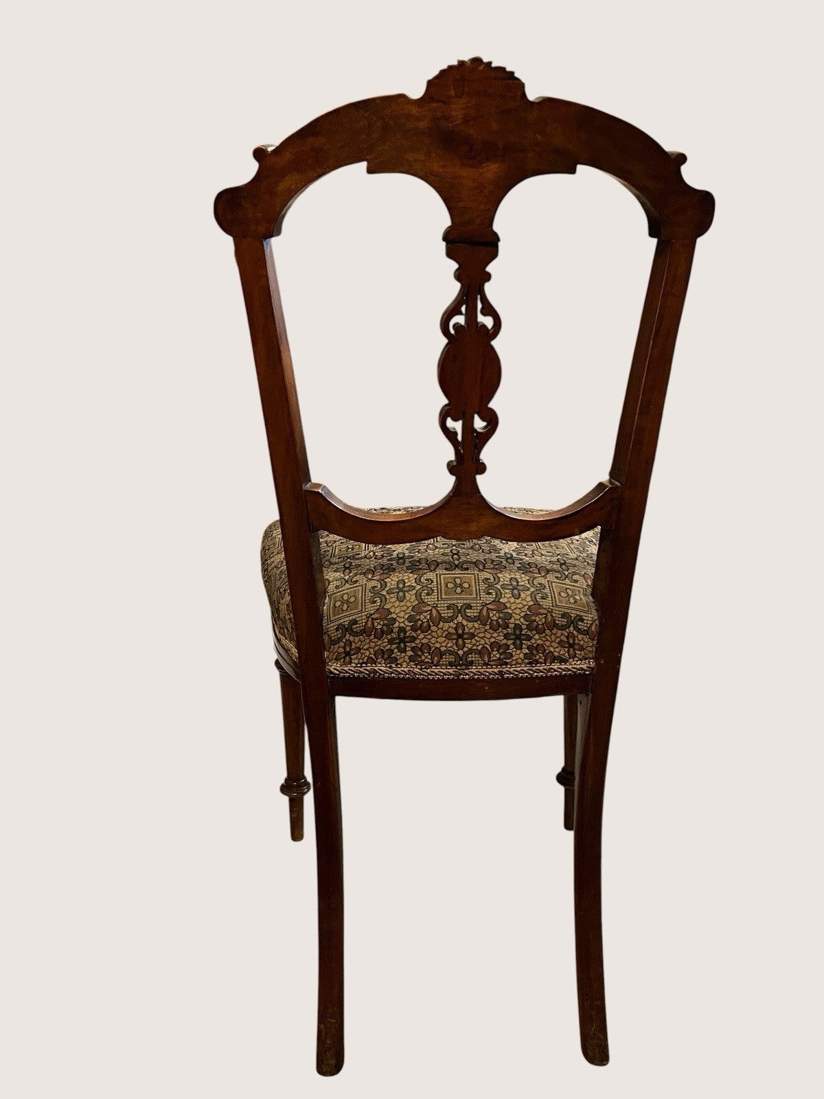 Antique Edwardian Carved Wooden Dining Chair – Upholstered Seat Side Chair