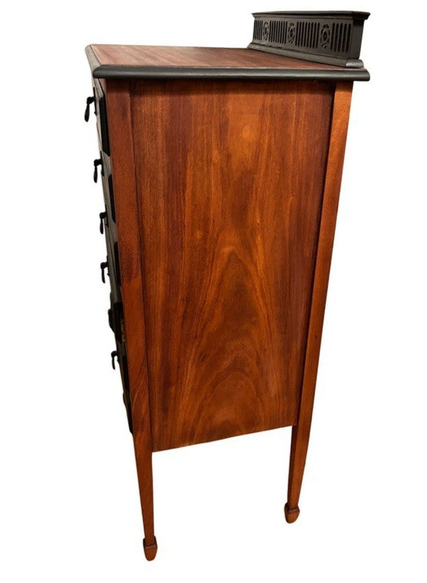 Antique Style 6 Drawer Chest Tallboy Cabinet Black/Wood Jewellery Storage 102cm