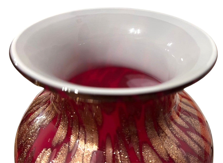 Art Glass Vase Red & Gold Table Vase 28.5cm