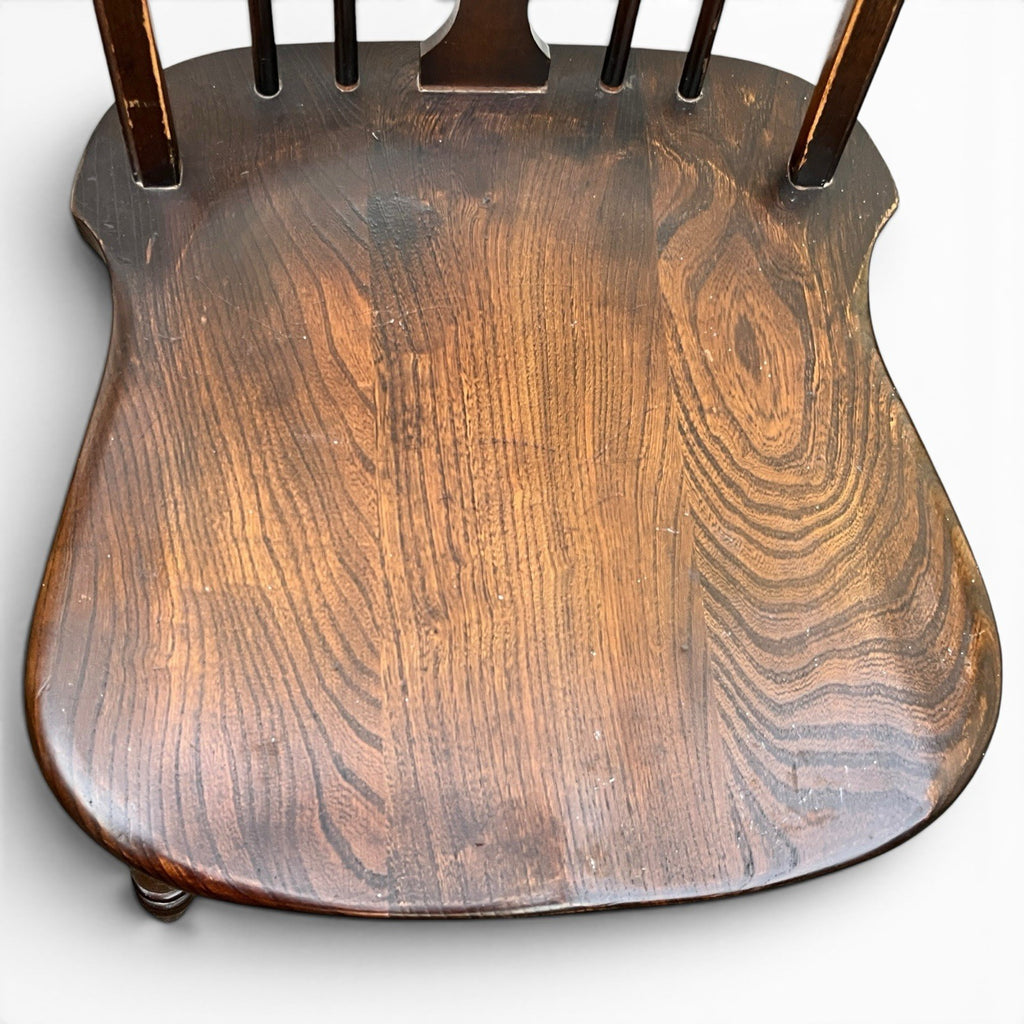 Vintage Set of Four Dark Oak Wheel Back Chairs
