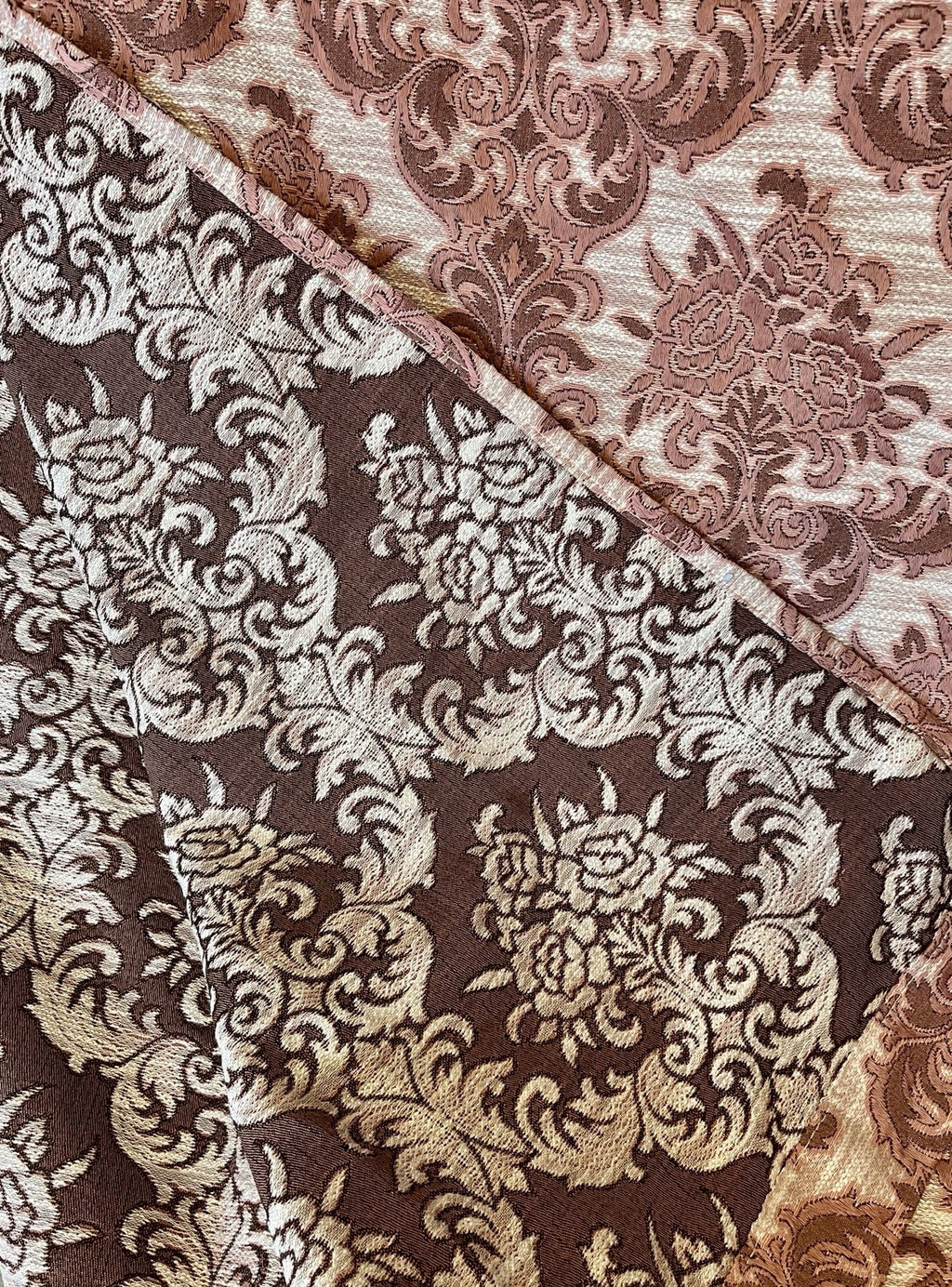 Vintage Pink Damask Curtain Panels W:140cm x D:206cm. 1970s Lightweight VGC