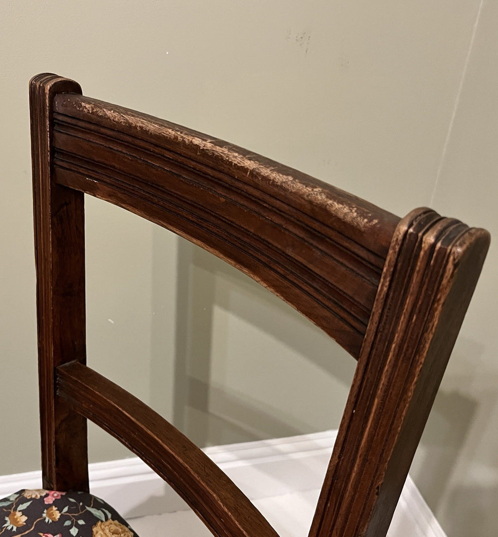 Victorian Mahogany Bedroom Chair Turned Legs Upholstered Seat 92cm High