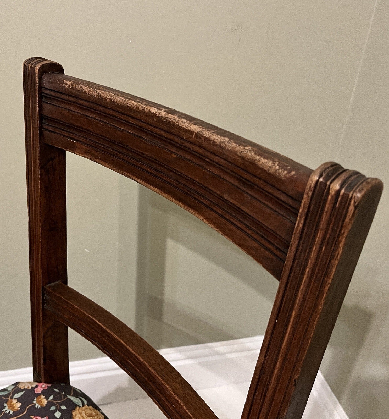 Victorian Mahogany Bedroom Chair Turned Legs Upholstered Seat 92cm High