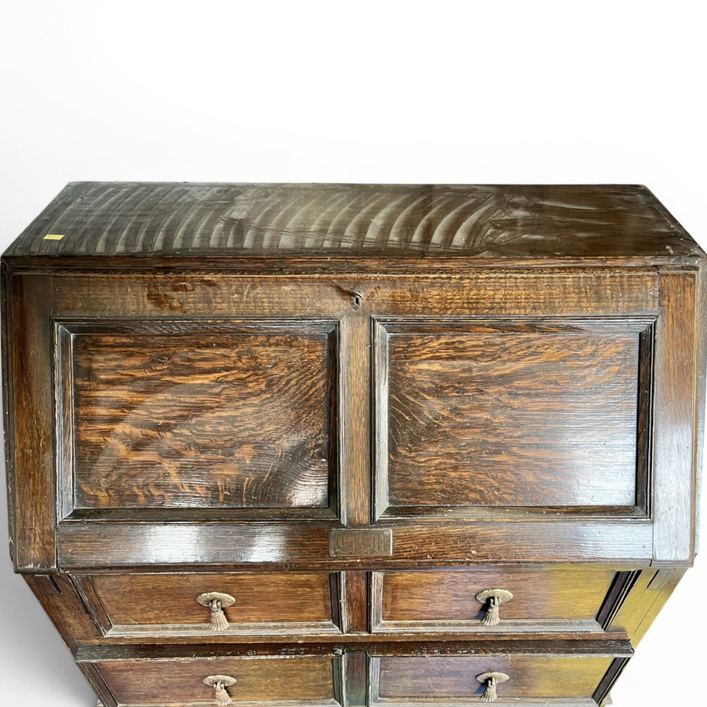 Vintage Oak Bureau Writing Desk / Fall Front Bureau / Refinished Storage Cabinet