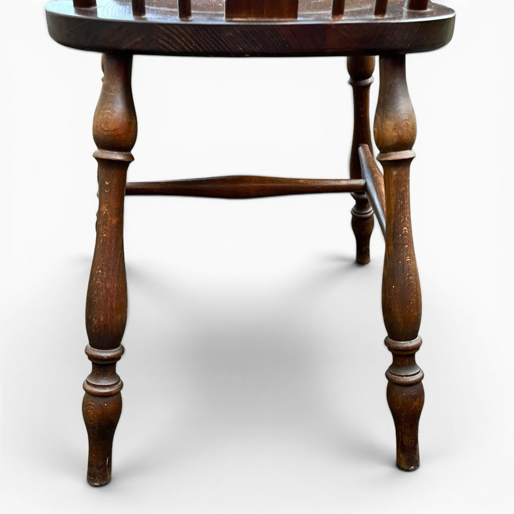 Vintage Set of Four Dark Oak Wheel Back Chairs