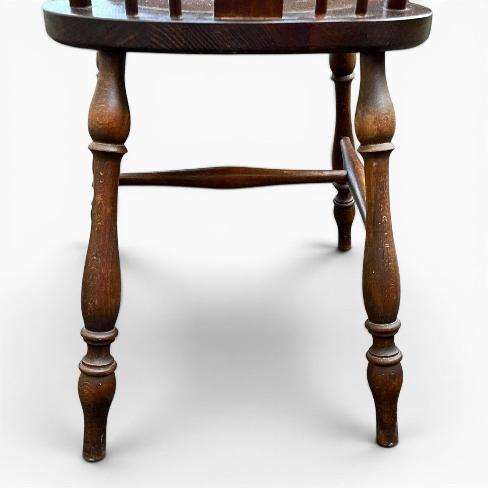 Vintage Set of Four Dark Oak Wheel Back Chairs