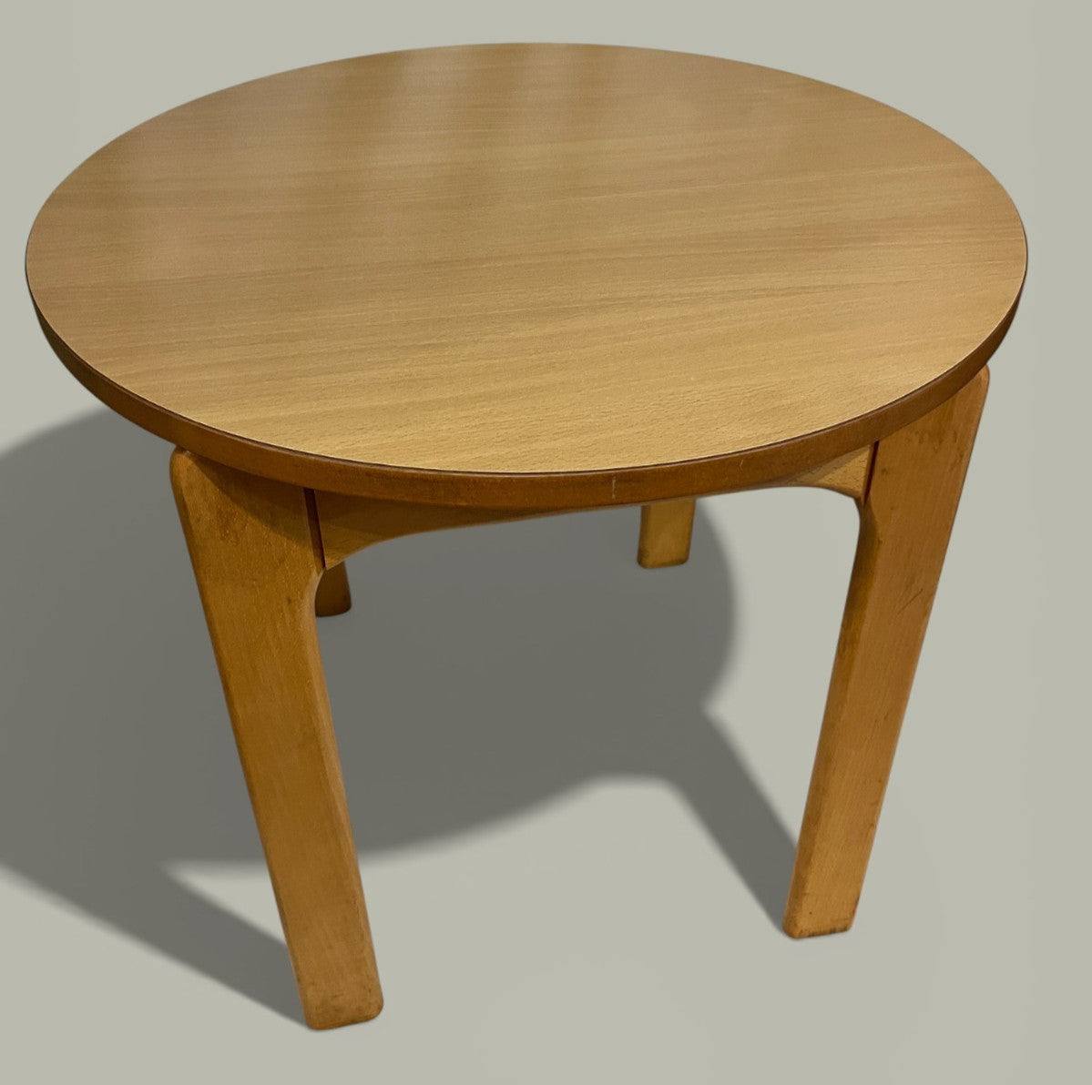 1-2 Vintage Wooden Round Side Table Light Wood Finish 60x54cm Occasional Table