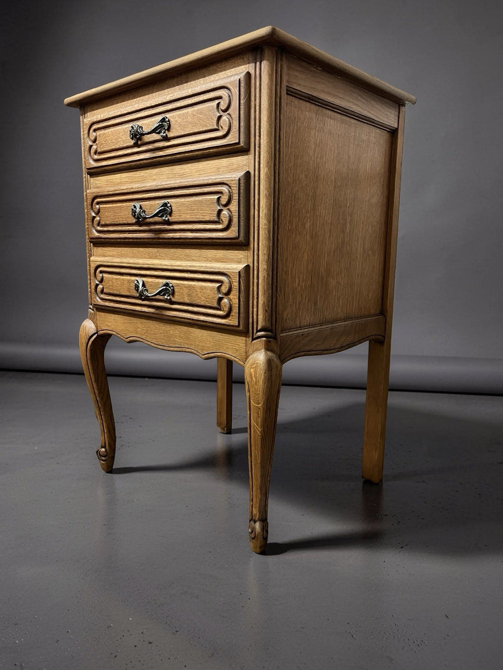 Vintage Oak Cabinet 3 Drawer Chest French Style 70cm