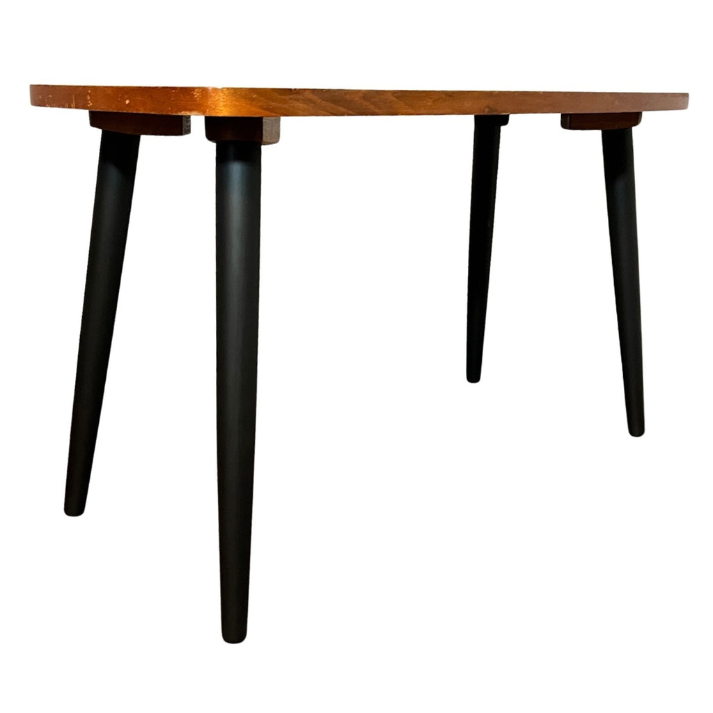 Mid Century Style Coffee Table Retro Side Table Wood Top Black Legs Vintage