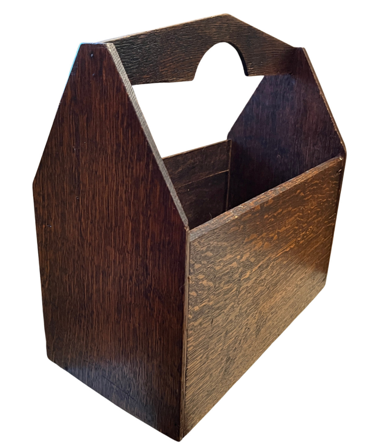 Antique Oak Magazine Rack / Newspaper Holder – Arts & Crafts Style Wooden Storag