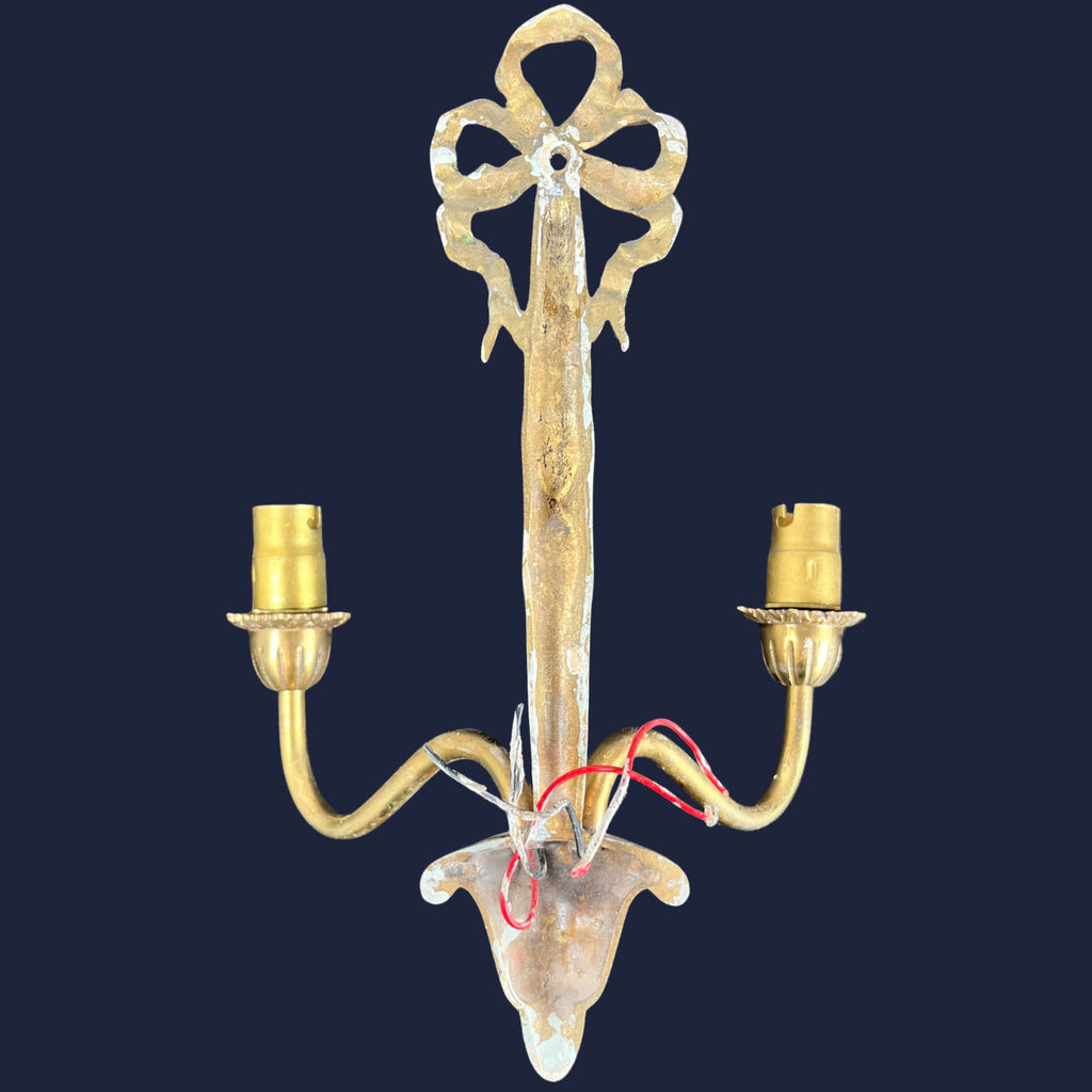 6x Vintage Art Nouveau Style Twin Arm Wall Sconces Brass Effect Wall Lights