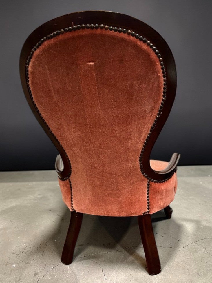 Victorian Slipper Chair Antique Nursing Chair Low Seat Upholstered c.19th C.