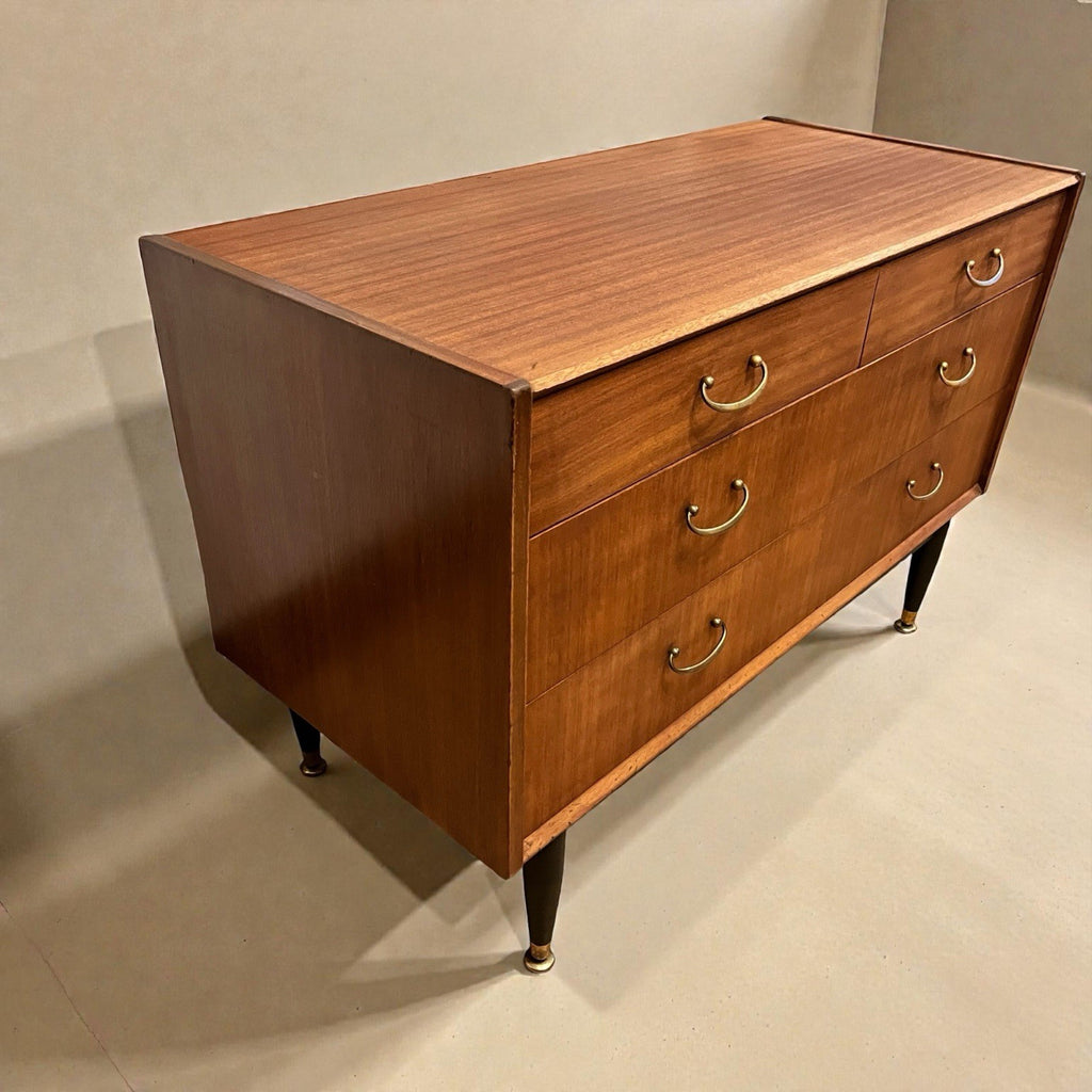 Nathan Mid Century Chest of Drawers Vintage Walnut Lowboy Cabinet Retro 99cm