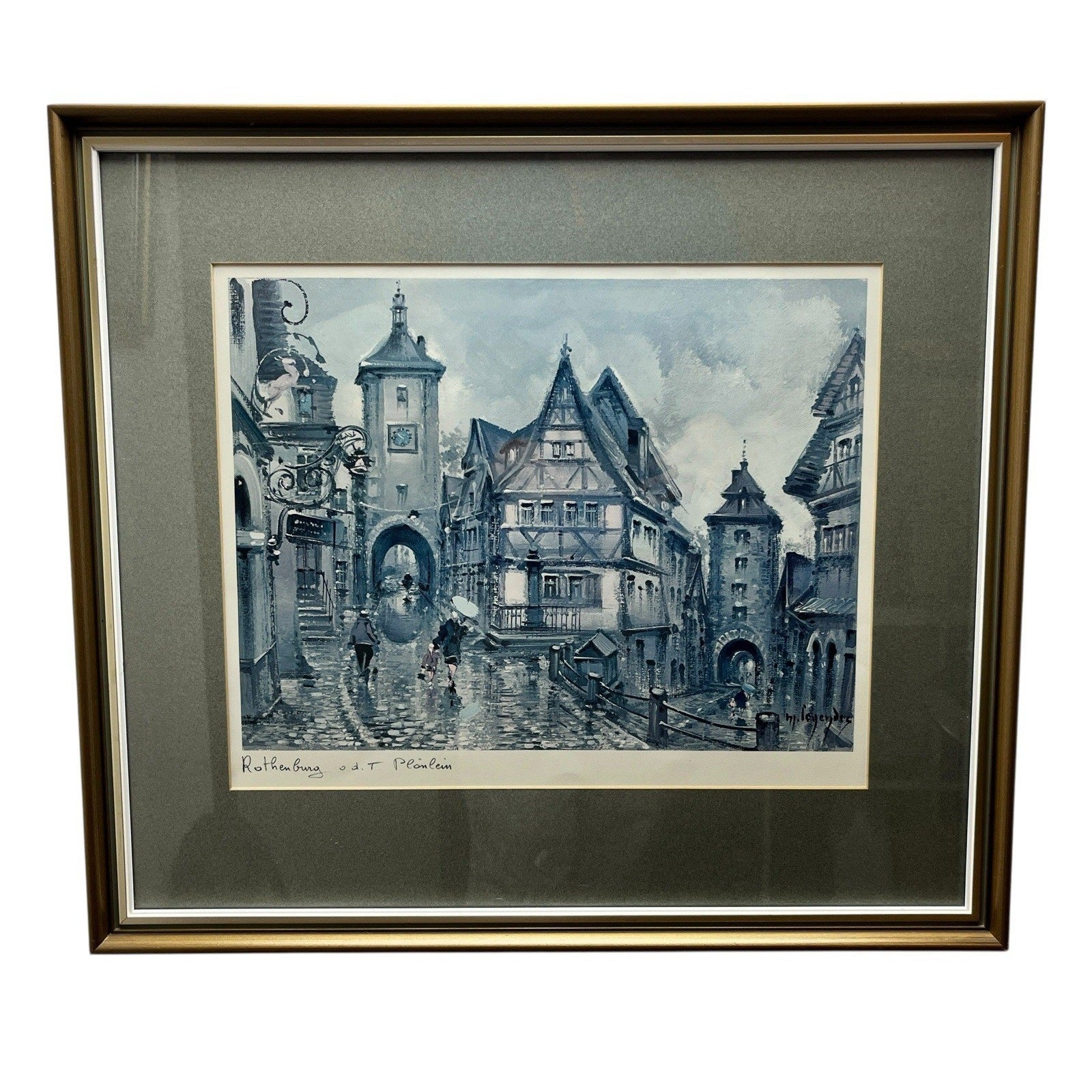 Maurice Legendre Signed Framed Art Rothenburg Print 50×42cm
