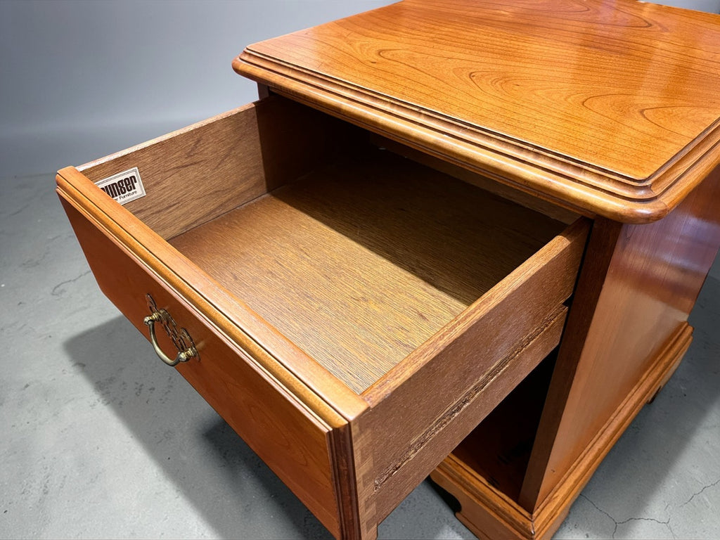 Mid Century Teak Bedside Cabinet Younger Furniture H52cm W46cm 1970s Solid Wood