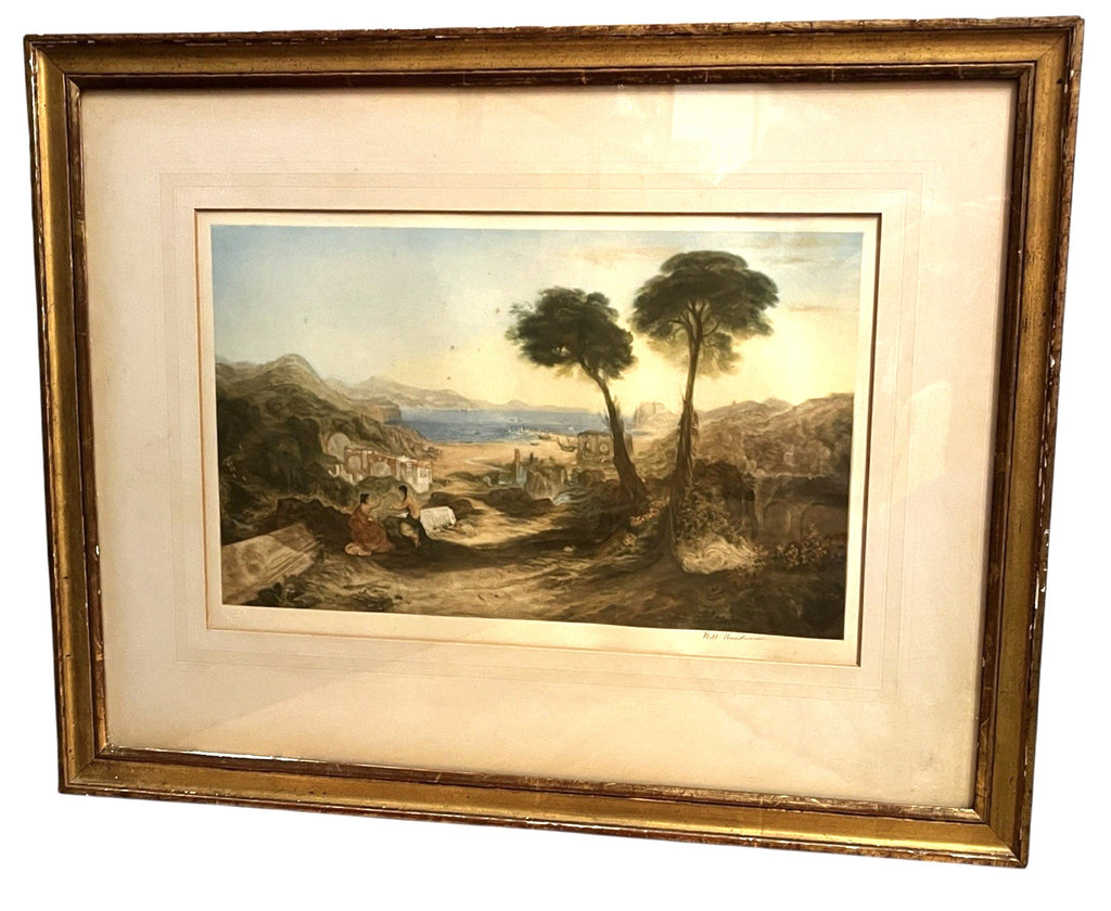 Antique ‘Bay of Baiae’ Mezzotint Engraving After J.M.W. Turner – Framed Vintage