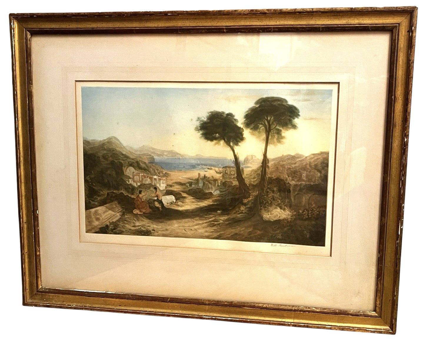 Antique ‘Bay of Baiae’ Mezzotint Engraving After J.M.W. Turner – Framed Vintage
