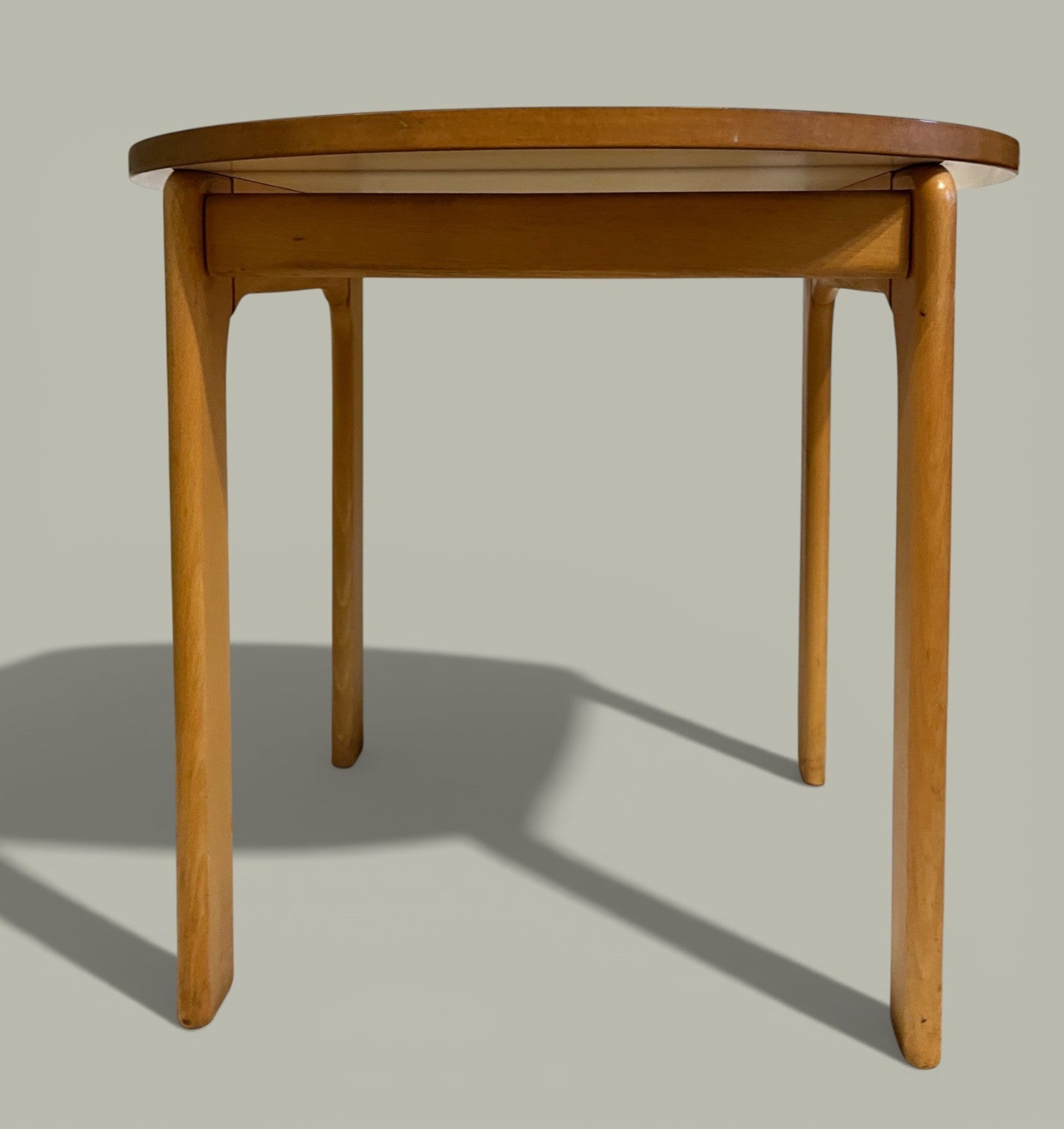 1-2 Vintage Wooden Round Side Table Light Wood Finish 60x54cm Occasional Table