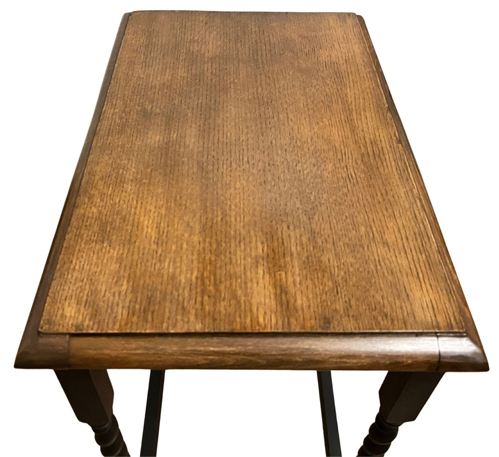 Vintage Barley Twist Side Table Oak Top Painted Base Hall Lamp Table Rustic Wood