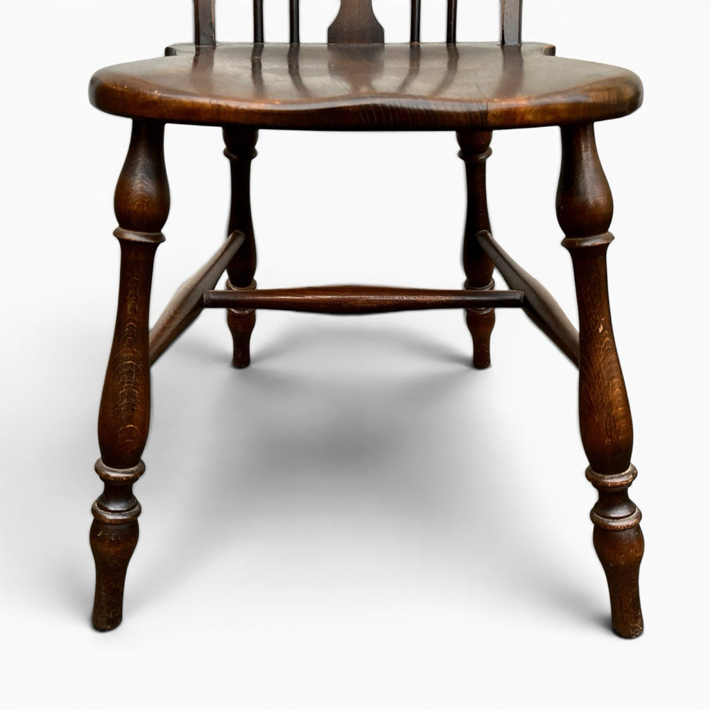 Vintage Set of Four Dark Oak Wheel Back Chairs