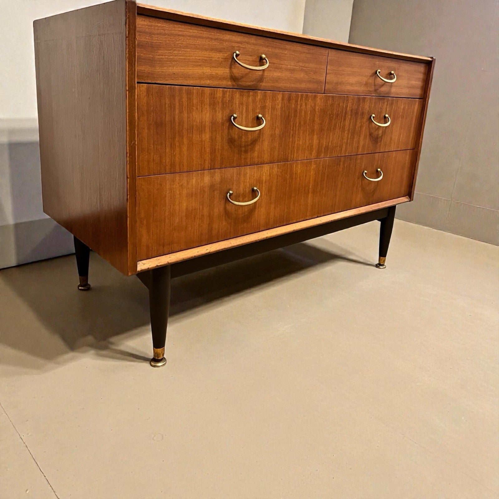 Nathan Mid Century Chest of Drawers Vintage Walnut Lowboy Cabinet Retro 99cm