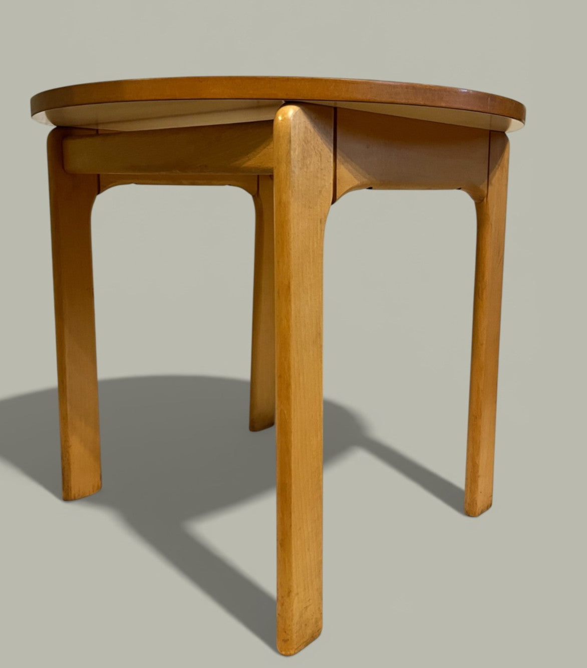 1-2 Vintage Wooden Round Side Table Light Wood Finish 60x54cm Occasional Table