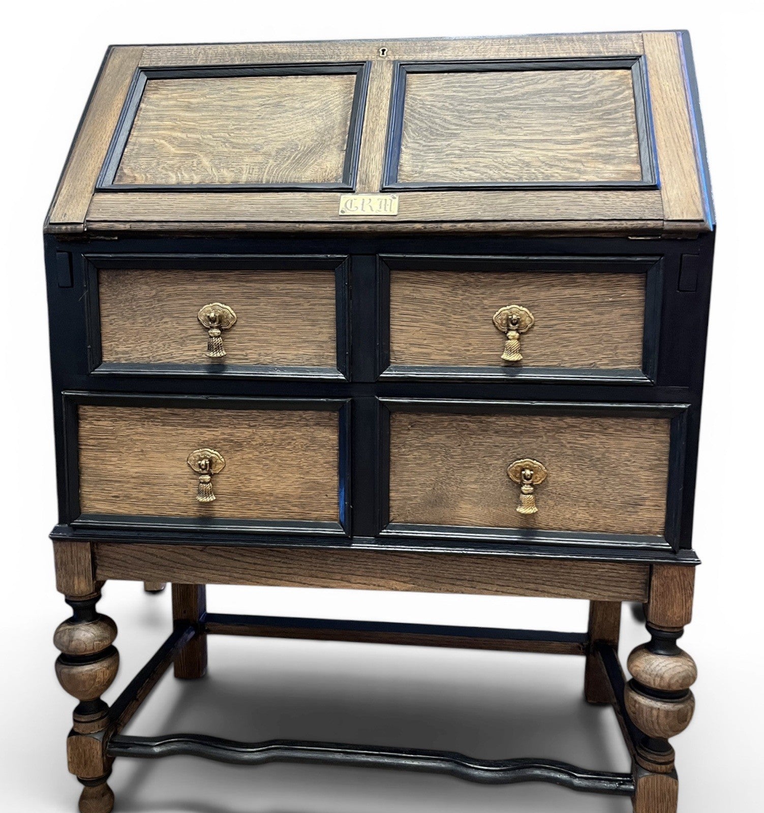 Vintage Oak Bureau Writing Desk / Fall Front Bureau / Refinished Storage Cabinet