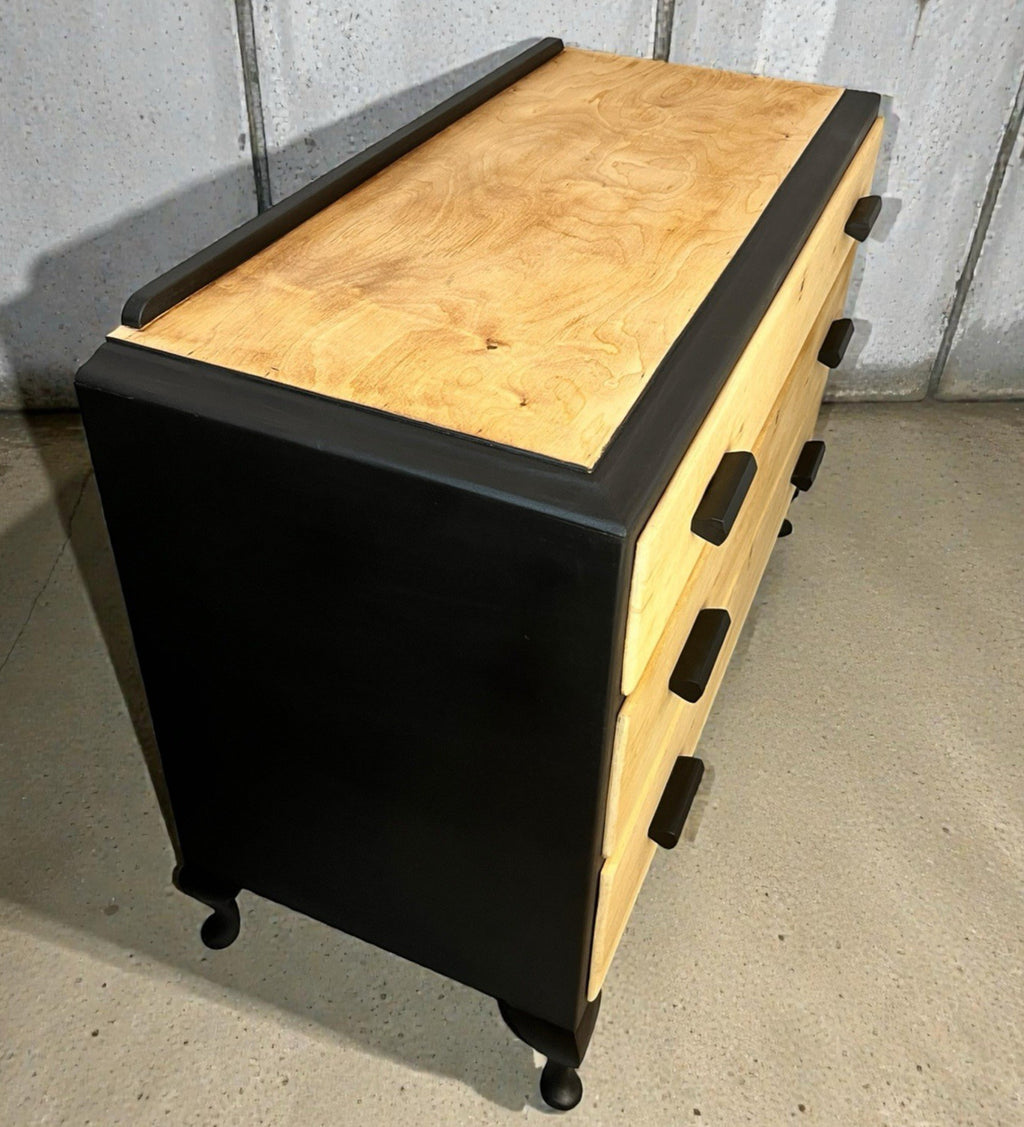 Modern Rustic Chest of Drawers Black & Natural Wood Farmhouse Style, Edwardian