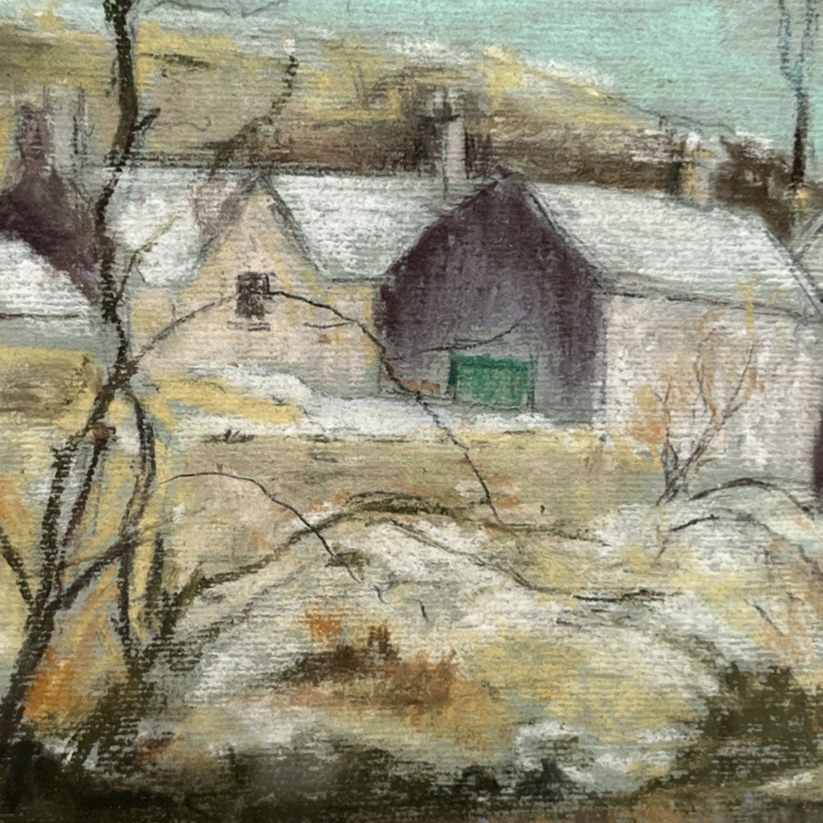 Original Pastel Landscape Painting Signed VFC 2001 Rural Farmstead Framed Art