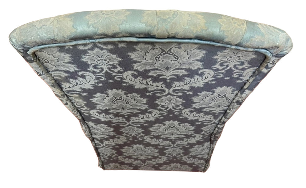 Blue Upholstered Vintage Style Accent Chair Button Back Dressing Chair
