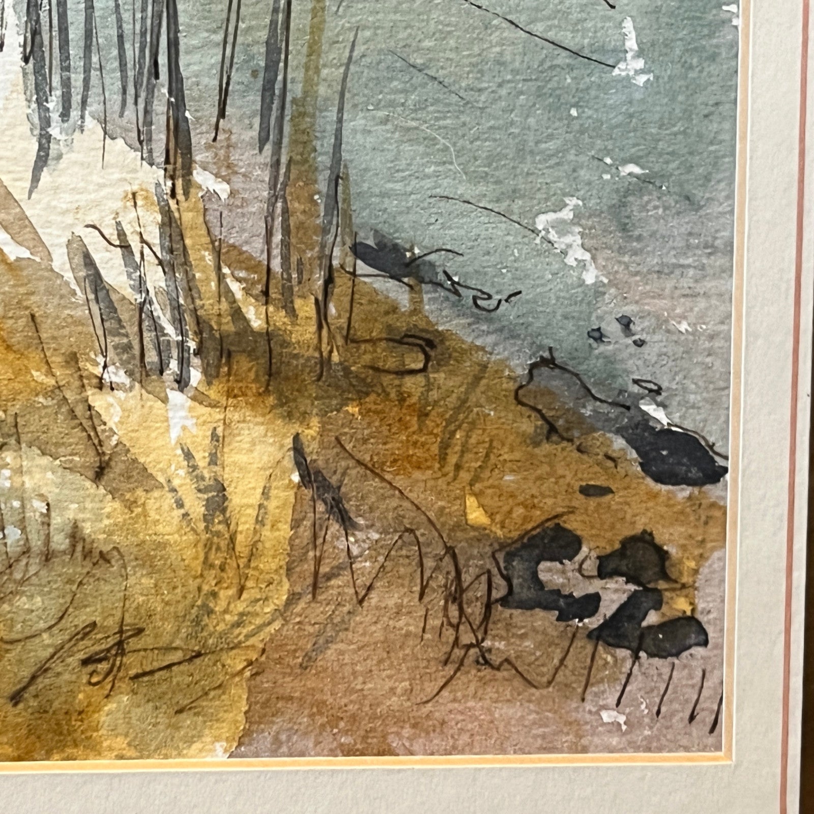 Original Watercolour Landscape Painting Framed Rural Country Lane Signed 1991