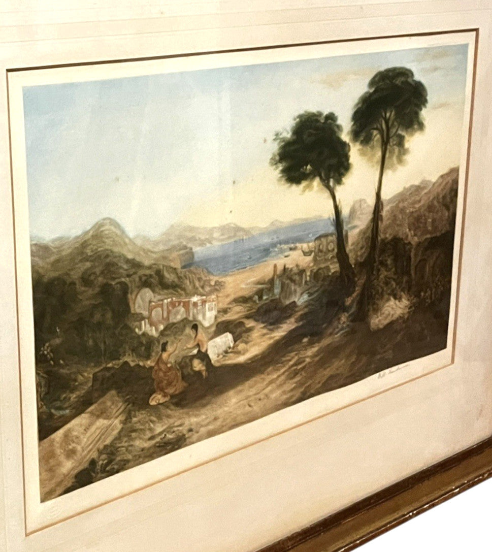 Antique ‘Bay of Baiae’ Mezzotint Engraving After J.M.W. Turner – Framed Vintage