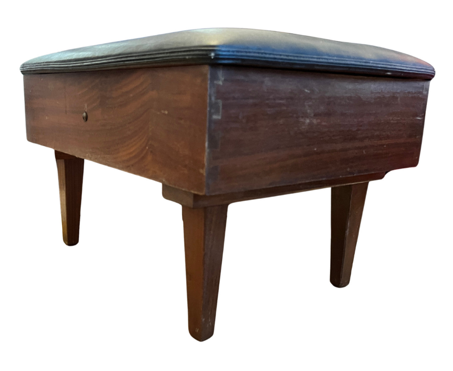Vintage Wooden Sewing Box Stool / Ottoman With Storage & Full Vintage Contents
