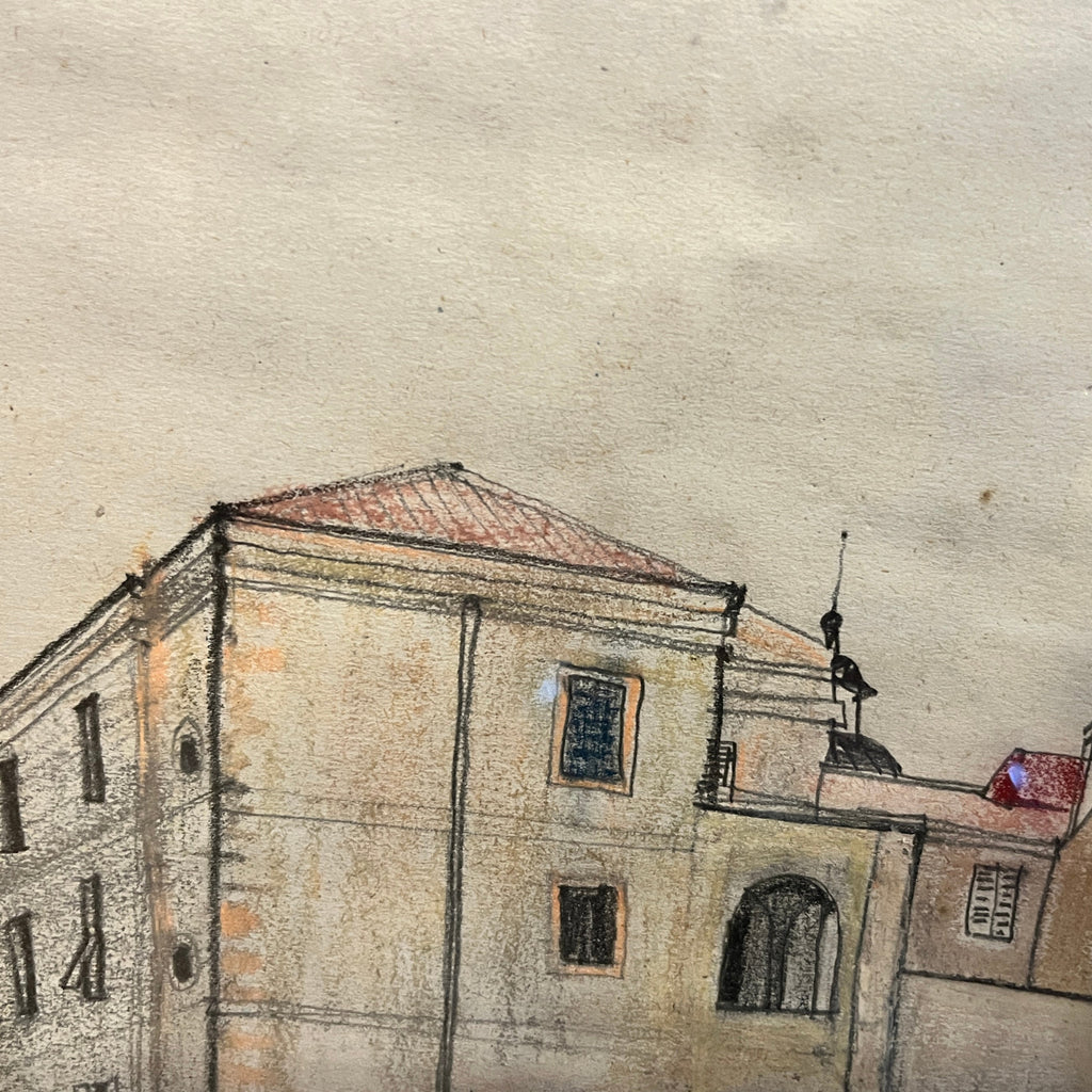 Vintage Rip Fleming Signed Architectural Drawing Framed Artwork 71x58cm