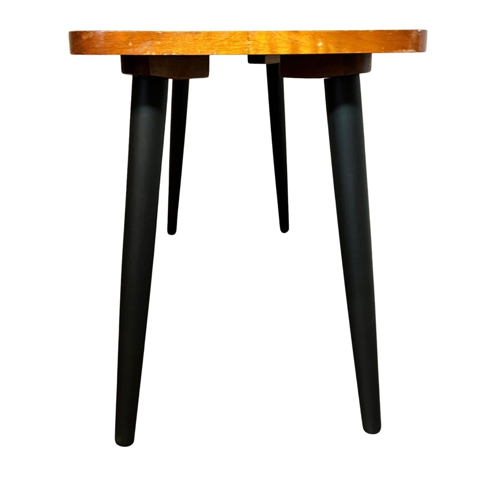Mid Century Style Coffee Table Retro Side Table Wood Top Black Legs Vintage