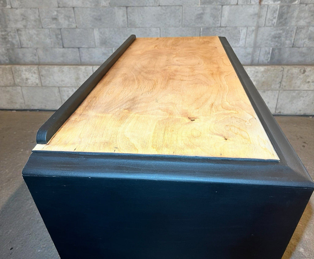 Modern Rustic Chest of Drawers Black & Natural Wood Farmhouse Style, Edwardian