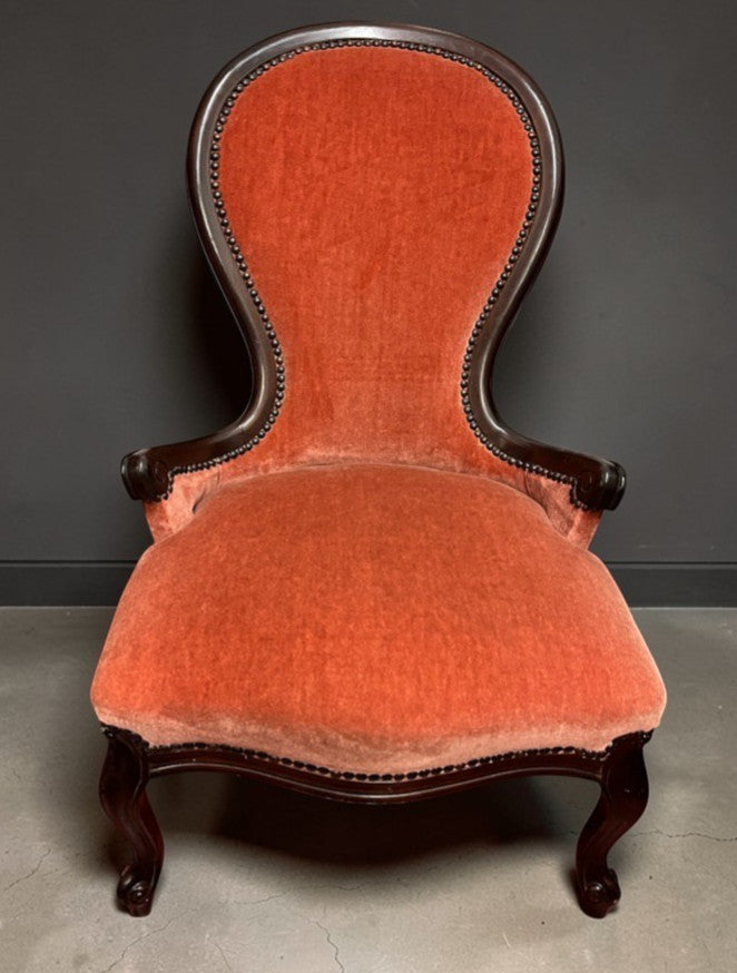 Victorian Slipper Chair Antique Nursing Chair Low Seat Upholstered c.19th C.