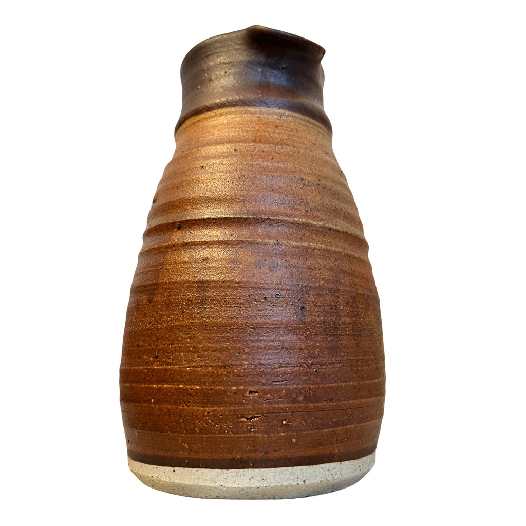 Vintage Studio Pottery Stoneware Jug Pitcher Brown Rustic Handmade Pottery Vase