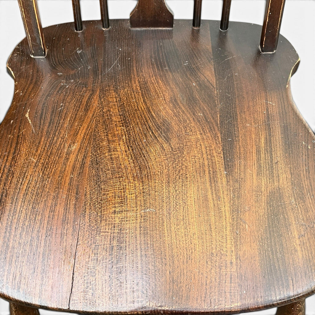Vintage Set of Four Dark Oak Wheel Back Chairs