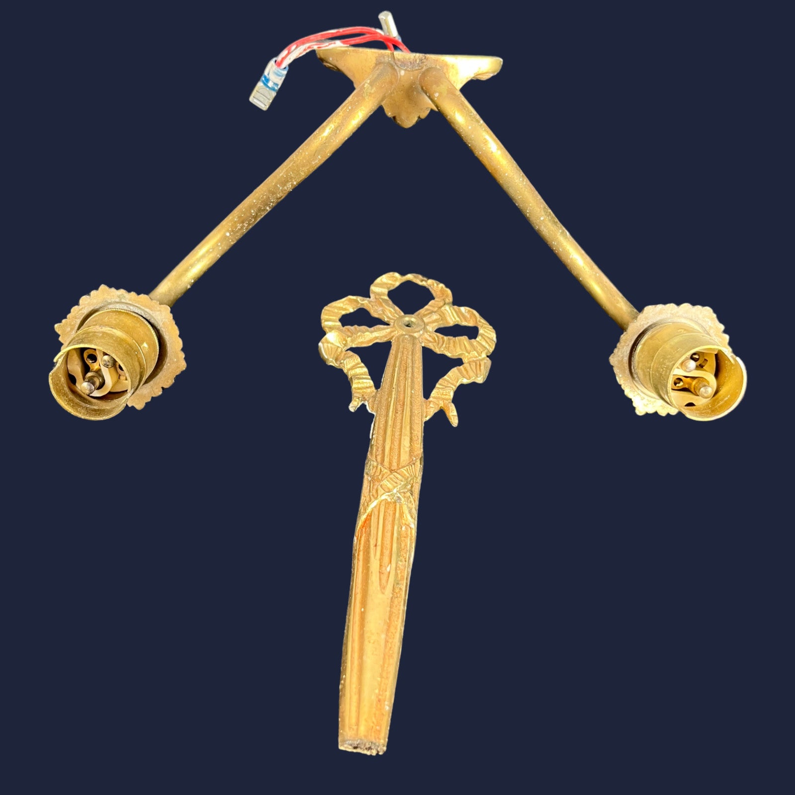 6x Vintage Art Nouveau Style Twin Arm Wall Sconces Brass Effect Wall Lights