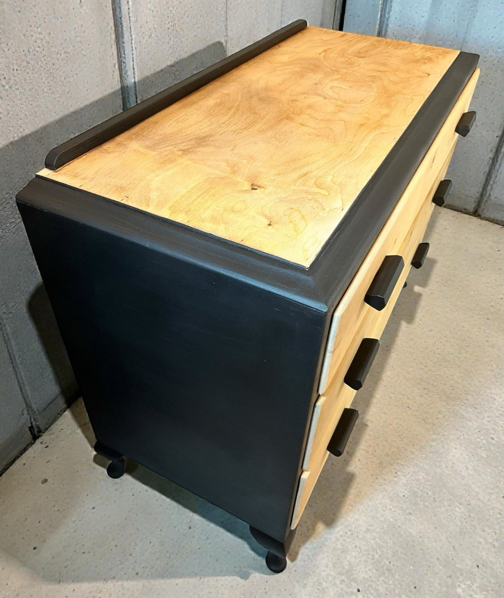 Modern Rustic Chest of Drawers Black & Natural Wood Farmhouse Style, Edwardian