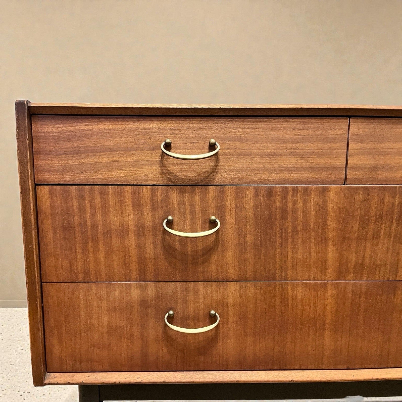 Nathan Mid Century Chest of Drawers Vintage Walnut Lowboy Cabinet Retro 99cm
